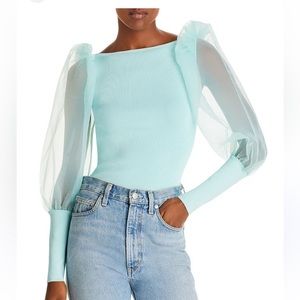 Alice and Olivia Abella long Puff-Sleeve Top in L